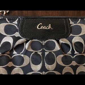 Coach wristlet, black and silver